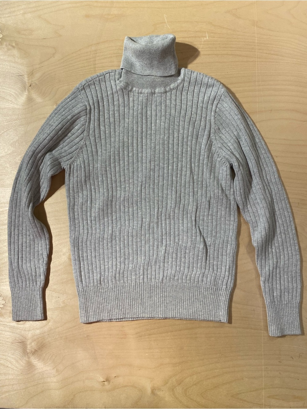 JEANNE PIERRE Ribbed Turtleneck Sweater - Light Gray Medium (SB)